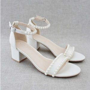 NEW Kailee P Ivory Satin Block Heels